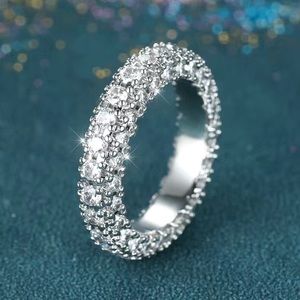 COPY - - - Platinum & White Topaz Pave Crystals Ring Size 8